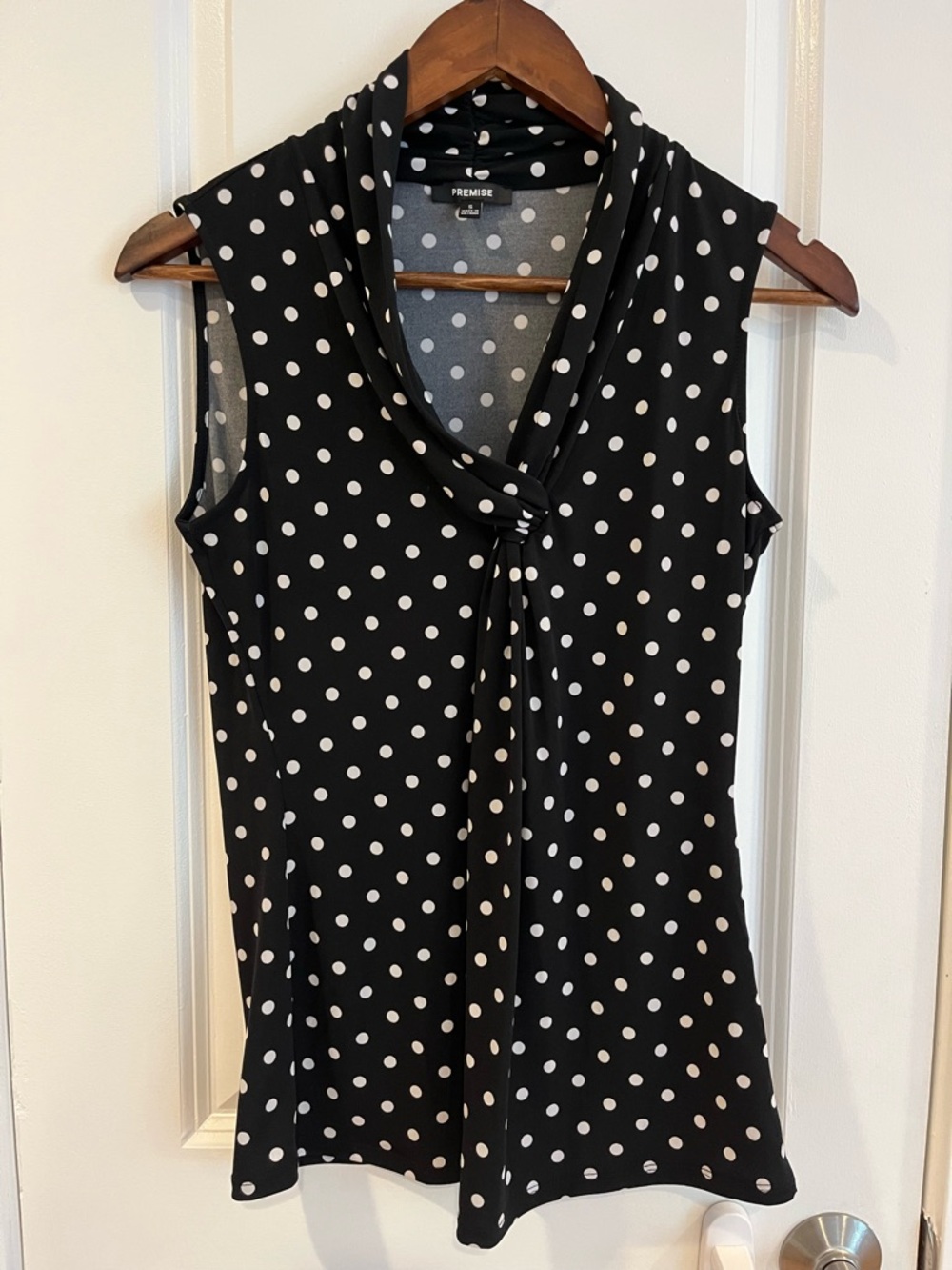 Premise Black and White Polka Dot Sleeveless Camisole